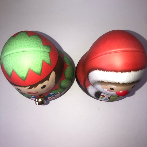 Elf Santa Christmas tin containers decorations - Picture 4 of 6